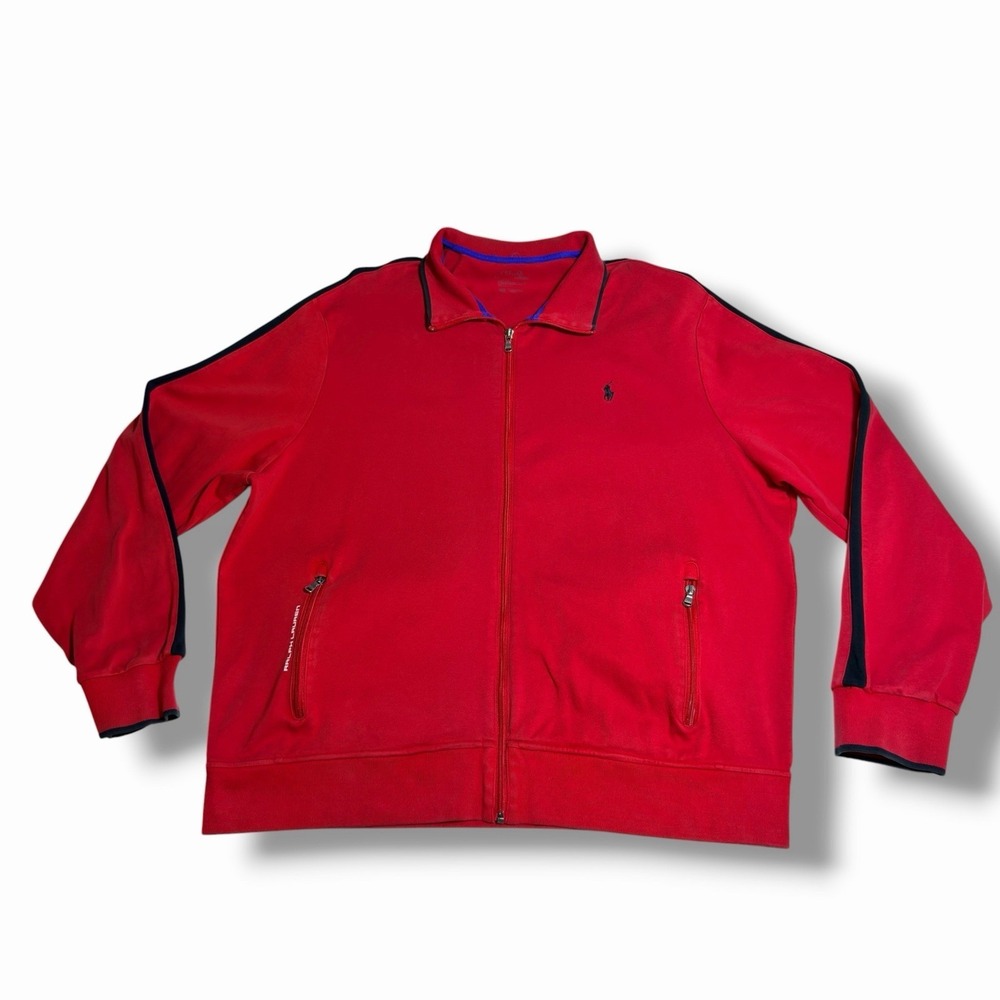 Polo Ralph Lauren XXL Track Red Cotton Pony Logo Knit Performance Jacket - Picture 2 of 10